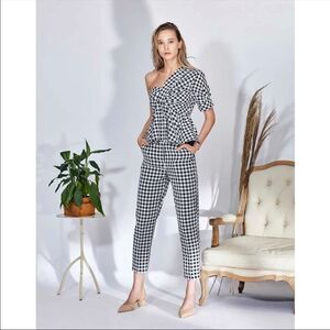 N12H Maya Blk Gingham Hi-Waist Pants S